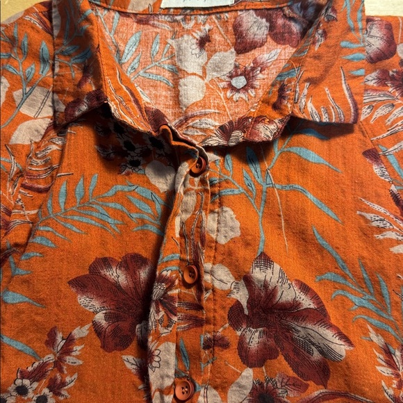 Natural Life Rebecca Tiered Midi Dress Orange Floral Size M Pockets Boho - Picture 5 of 10